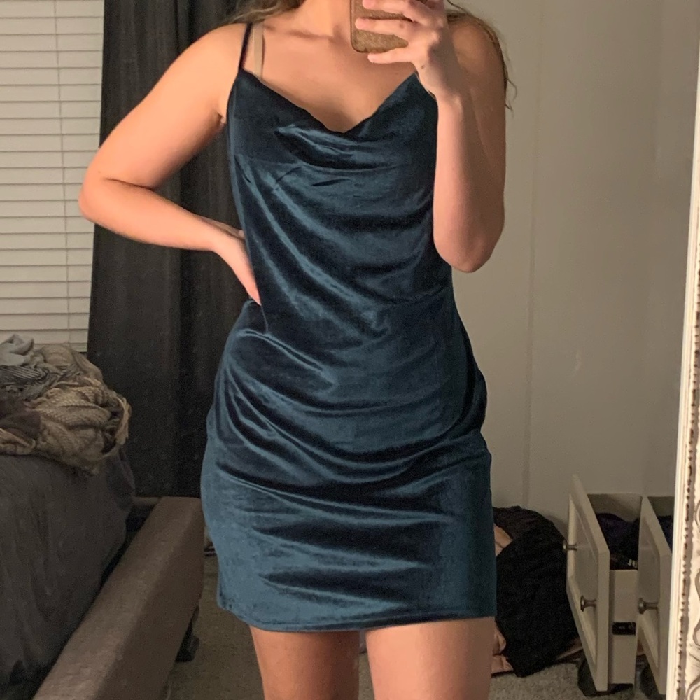 Velvet Cowl Neck Mini Dress - RUNS SMALL